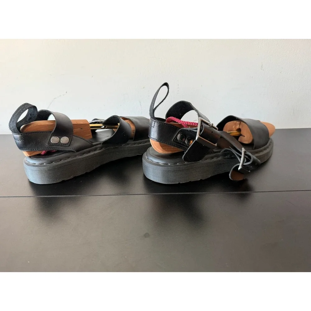 Dr. Martens Gryphon CK11 Black Leather Gladiator Buckle Sandals 7M 8W